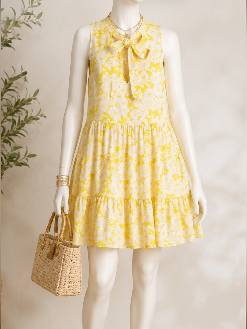 Lisa Marie Fernandez Yellow Floral Mini Dress